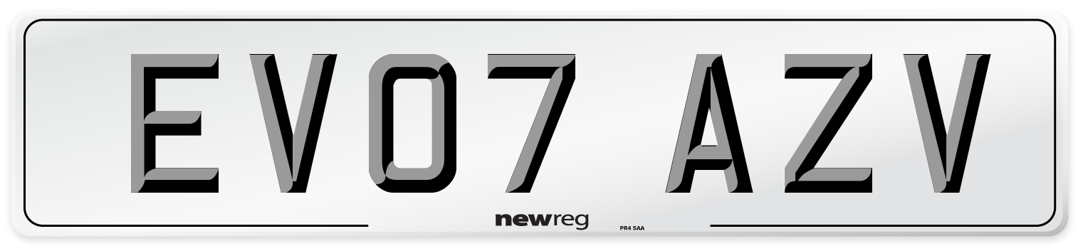 EV07 AZV Number Plate from New Reg
